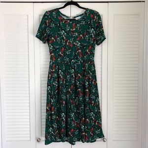 Green w/ feather print LuLaRoe Amelia Dress - Sz L
